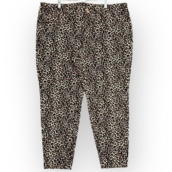 INC Skinny Leg Pants Women Size‎ 24W Brown Animal Print Stretch Tummy Control - Picture 1 of 14